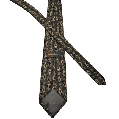 Robert Talbott Best of Class Silk Tie Black Beige Red Geometric Diamond Necktie - Image 1 of 4