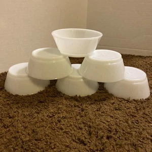 Set of 6 Vintage Anchor Hocking Oven Proof Fire King White Milk Glass Bowls 5” - Picture 1 of 8