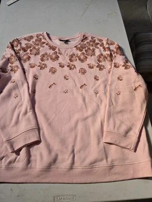 Style & Co. Mujer Plus 3X Sudadera, Cuello Redondo, Rosa y Marrón Floral Foto 1 de 4