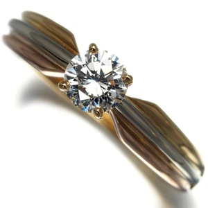 Auth Cartier Ring Solitaire Diamond 0.38ct 3color EU49 18K YG/WG/RG - Picture 1 of 7