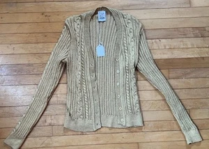 Vtg Moschino Cheap And Chic Womens Gold V Neck Cardigan Sweater Size S M - Picture 1 of 7