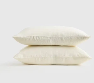 Quince European Linen King Sham Set Ivory 20”x36” NWT - Picture 1 of 4