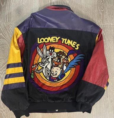 Vintage Men Jeff Hamilton Looney Tunes Leather Jacket Large 90s Cartoon SZ Large - Image 1 of 4