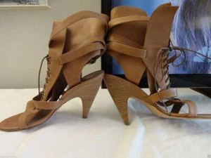 SIGERSON MORRISON-VINTAGE TAN LEATHER OPEN SANDAL BOOTS-SIZE-7.5, EXCELLENT - Picture 1 of 4