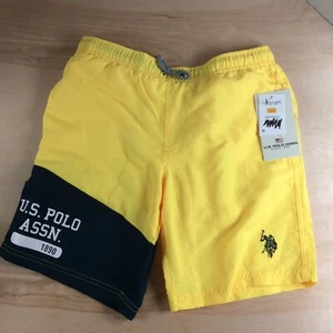 U.S. Polo Assn. Boys Swim Shorts Swim Trunks Size L 10-12 Yellow Blue NWT - Picture 1 of 9