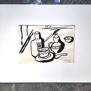 Fernand Leger Original Ink Painting on paper dated c1953 Signed, Mounted