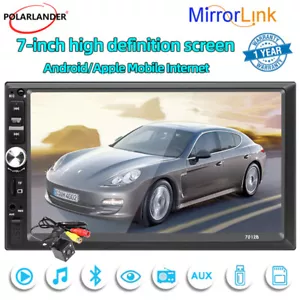 7" MP5 Player Bluetooth Touch Screen 2 Din Car Stereo Radio Mirror link Camera - Picture 1 of 15
