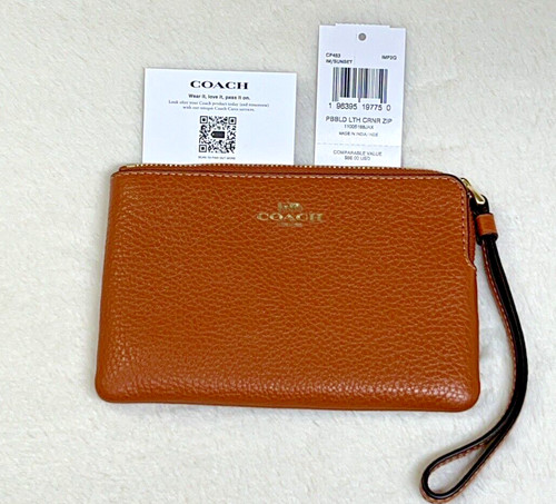 Polso Coach in pelle con cerniera ad angolo al tramonto CP483 nuovo con etichette $88