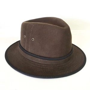 Scala Herren großer Fedora 100 % Wollfilz Hut dunkelbraun schwarzer Rand Classico Unisex - Bild 1 von 9