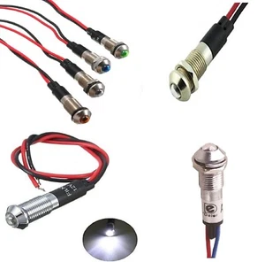 25 Pz. SPIA LED di segnalazione BIANCO 24V 8mm in metallo cromato da pannello - Foto 1 di 2