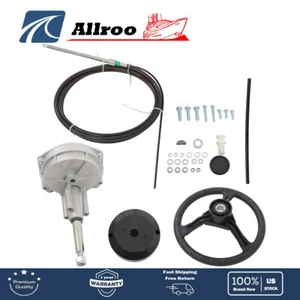 17 Feet Boat Rotary Steering System Outboard Kit With 17Ft SS13217 Marine Cable - Picture 1 of 21