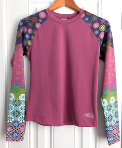 The North Face Women's Vapor Wick Mauve Floral Sleeve Top Size Small EUC - Picture 1 of 10