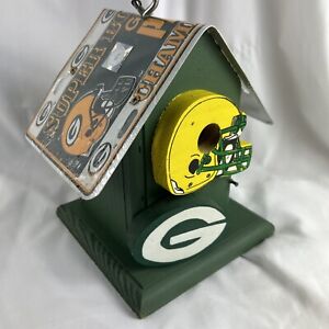 Green Bay Packers Super Bowl 31 Birdhouse  License Plate Roof Wood 9x8x7”