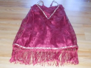 Size Medium Rubie's Burgundy Lace Fringe Flapper Costume Dress Halloween EUC - Picture 1 of 6