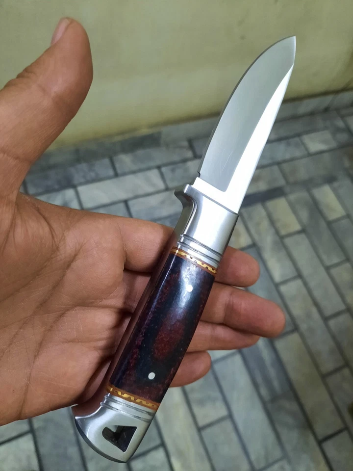 Cuchillo desollador de acero herramienta Full Tang D2 hecho a mano personalizado RaB con funda de cuero Foto 1 de 4