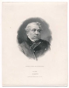Große Männer der Geschichte. Porträt auf Indien Papier auf Karte Baron Lionel de Rothschild - Bild 1 von 3