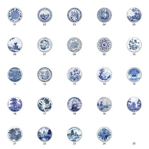 Delft Circles in Blue by mcd 1.5" DECORATIVE Cabinet PULLS Dresser Drawer KNOBS - Picture 1 of 28