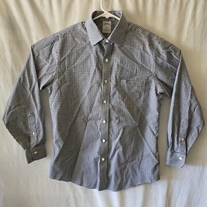 Brooks Brothers Shirt Mens 15 2/3 Button Up Blue Checkered Regent Supima 20.5" - Picture 1 of 16