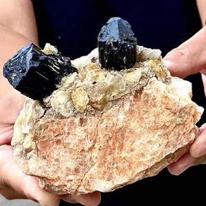 2.37LB Natural black tourmaline quartz crystal cluster mineral specimen - Picture 1 of 12