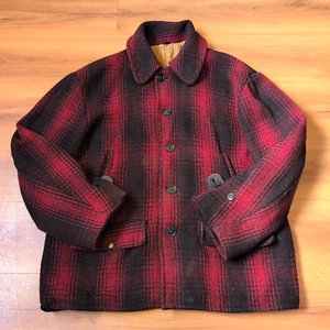 Vintage Hunting Jacket Mens XXL Wool Red Buffalo Check Plaid Heavy Outdoors Coat - Picture 1 of 20