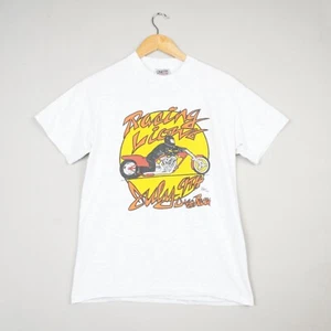 Vintage Oneita T-Shirt Medium Grey Motorbike Drag Racing Single Stitch Tee 1994 - Picture 1 of 8