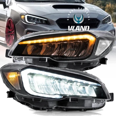 For 2015-2021 Subaru WRX STI Black Housing LED Sequential Projector Headlights - Image 1 of 4
