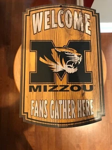 Mizzou Missouri Fans Gather Here Sign Wooden Wall Decor Tailgaiting Football - Picture 1 of 3