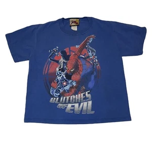 Spiderman 2 The Movie Shirt Youth Blue M 2004 Marvel Clutches Of Evil Freeze - Picture 1 of 12