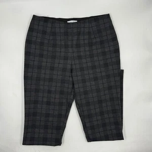 Calvin Klein Women's Plaid Pants Size 8 Gray Stretch Pull-On Mid Rise Slim Leg - Picture 1 of 8