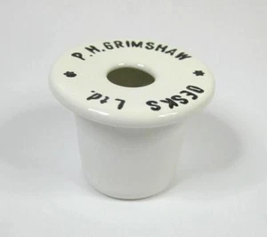 China school desk inkwell ink pot liner insert With Advertisement "P.H.GRIMSHAW" - Picture 1 of 14