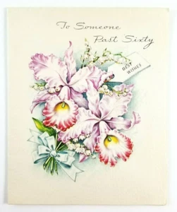 Vintage Greeting Card Happy Birthday To Someone Past Sixty By Marchant - Picture 1 of 8