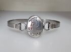 Vintage Etched Writing Cuff Bracelet I.M.P.R 925 Sterling Silver
