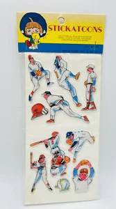 Vintage Stickatoons Puffy Baseball Sport Stickers Sealed Original Package 1980's - Imagen 1 de 4
