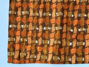RARE RETRO Table 6 PLACEMATS VINTAGE Orange Basketweave Brown MCM Fabric - Picture 1 of 8