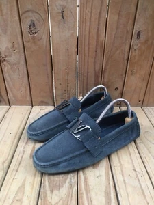 Louis Vuitton suede Classic Moccasins Dark blue Leather Loafers UK 5.5 L US 6.5 - Picture 1 of 20