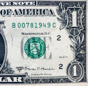 July 8 1949 or 7 Aug 1949 Birthday Note One Dollar Bill B 00-7-8-1949 C - Picture 1 of 3