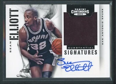 2012-13 SEAN ELLIOTT 072/149 AUTO JERSEY PANINI CONTENDERS SIGNATURES AUTOGRAPHS - Image 1 of 2