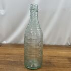 VTG Textured Turquoise-Tinted Glass Bottle- 12" - Made In Italy Water Bar Decor