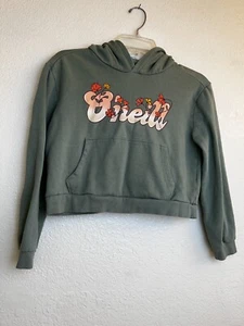 O’Neill Y2K Graphic Spellout Sage Green Crop Beach Surf Hoodie Size M Medium - Picture 1 of 9