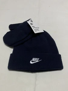 Nike 2-Piece Beanie and Gloves Set Color Dark Blue Size 2/4T New With Tags. - Picture 1 of 4