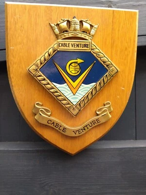 Vintage Cable Venture Navy Ship Crested Shield Plaque - Image 1 of 4