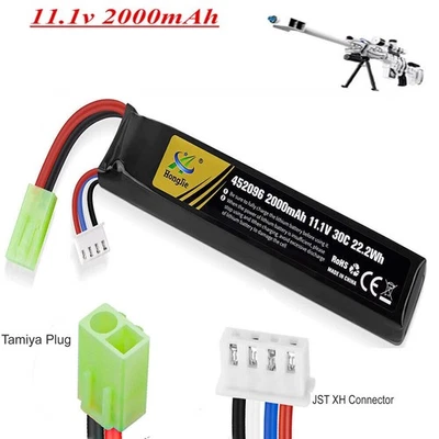11.1V Airsoft Battery LiPo 2000mAh Rechargeable Hobby w/ Mini Tamiya Connector - Image 1 of 4