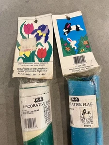 NEW Lot of 2 House Garden Flags Springtime Flowers, Bunnies 28" X 40" - Picture 1 of 6