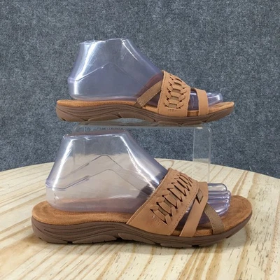 NUEVAS Sandalias Easy Spirit Para Mujer 8 M Linley Sin Cordones Planas Deslizables Marrón Imitación Cuero Foto 1 de 4