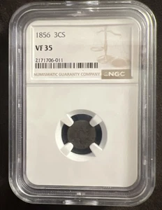 1856 3CS Three Cent Silver NGC VF35 - Picture 1 of 3
