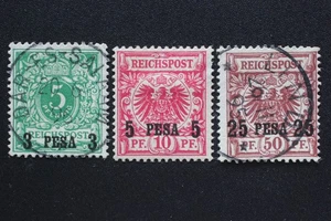 DEUTSCHE KOLONIEN DOA SATZTEIL Mi Nr. 2, 3, 5 UNGEBR. FALZ + GESTEMPELT ALTSIGN. - Imagen 1 de 2