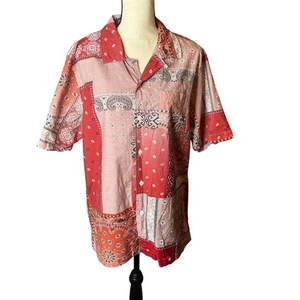Todd Snyder NY + Albiate Bandana Patchwork Button Up Short Sleeve Shirt L - Picture 1 of 12