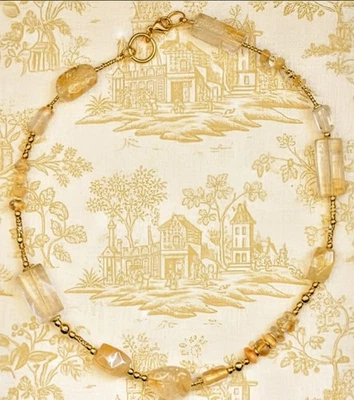 Chunky Citrine In Large Stones & Beads For Earthy Look In Gold Plated Necklace  - Image 1 of 4