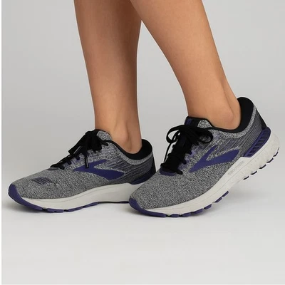 Brooks Adrenaline GTS 19 Running Shoes Women's 9.5 Gray Purple Support Sneakers - Image 1 of 4