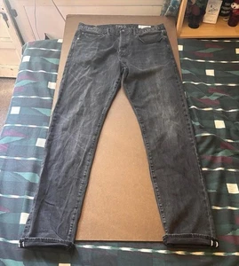 GAP 1969 Japanese Selvedge Denim Black Straight Slim Button Fly Jeans 36x36 - Picture 1 of 20